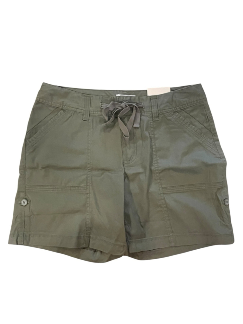 Cato Womens Size 8 Contemporary Shorts Pockets Tie Waist Accent Olive Green